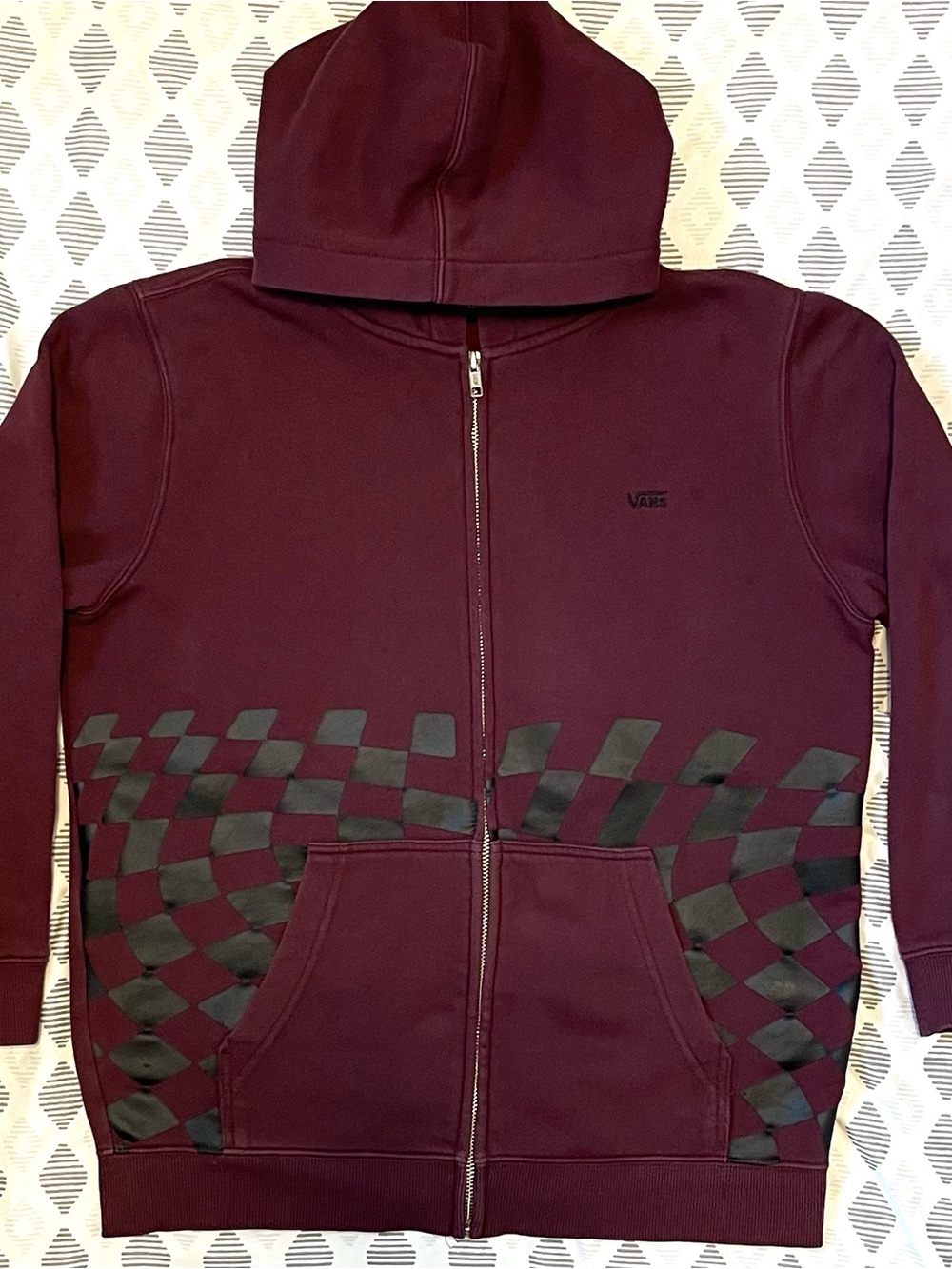 Vans Speedway Skate Hoodie - Checker Pattern & Full Zip - Size Large